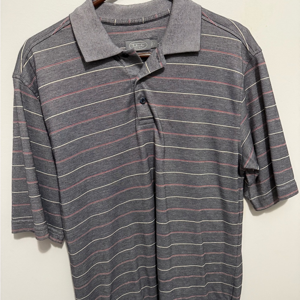 Talbots Gray and Red Polo Shirt Classic Fit